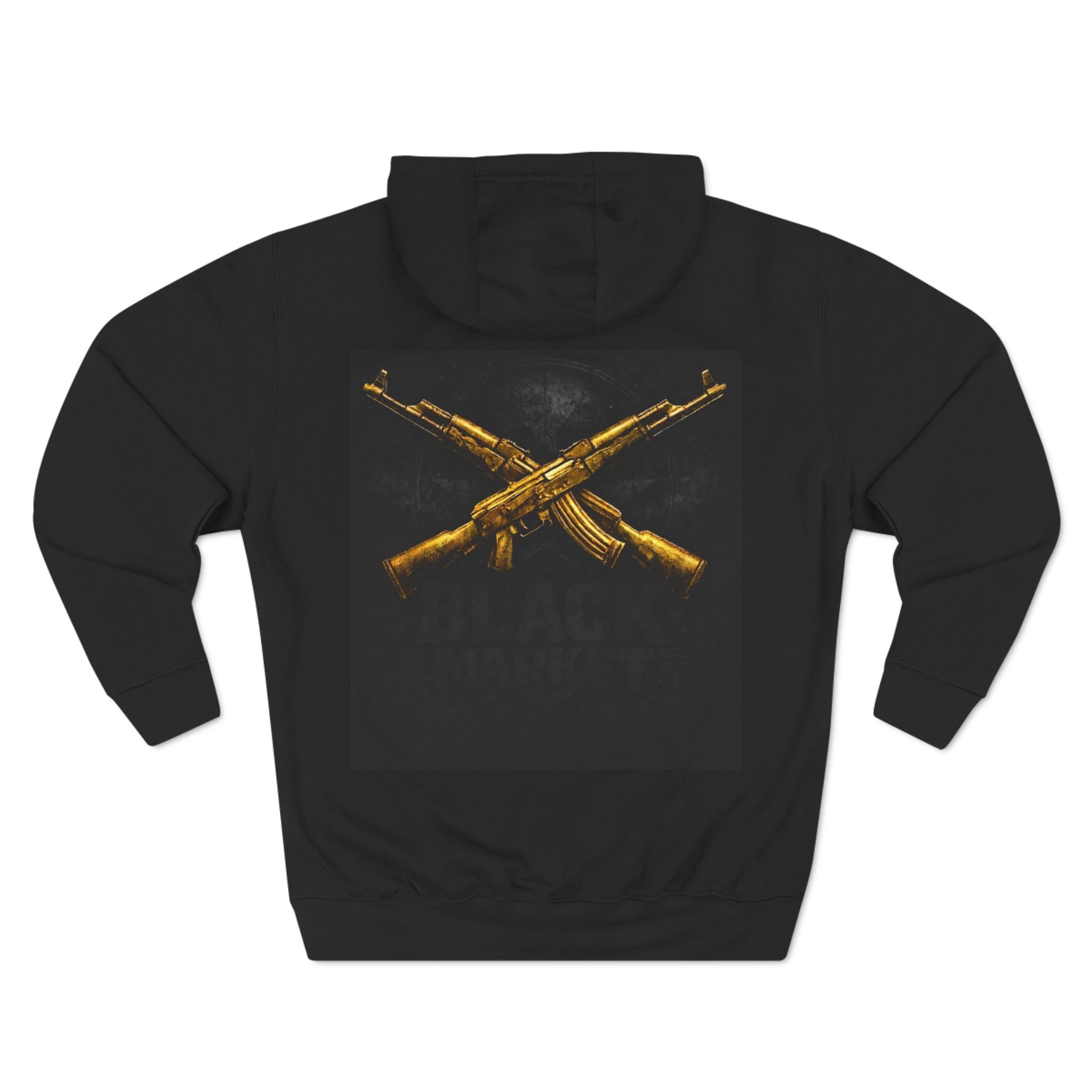 Crossed AK-47 Graphic Hoodie — Tactical Gold Rifle Design